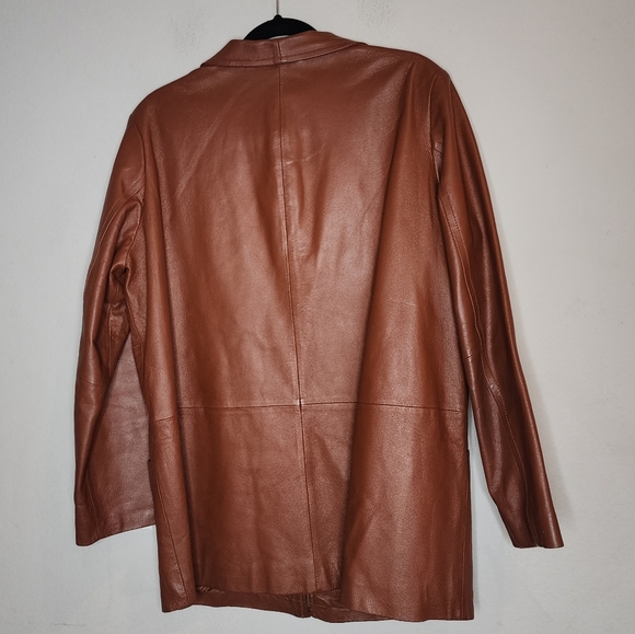 Roaman's 100% Leather Brown Zip Jacket Size 14W - Picture 4 of 16